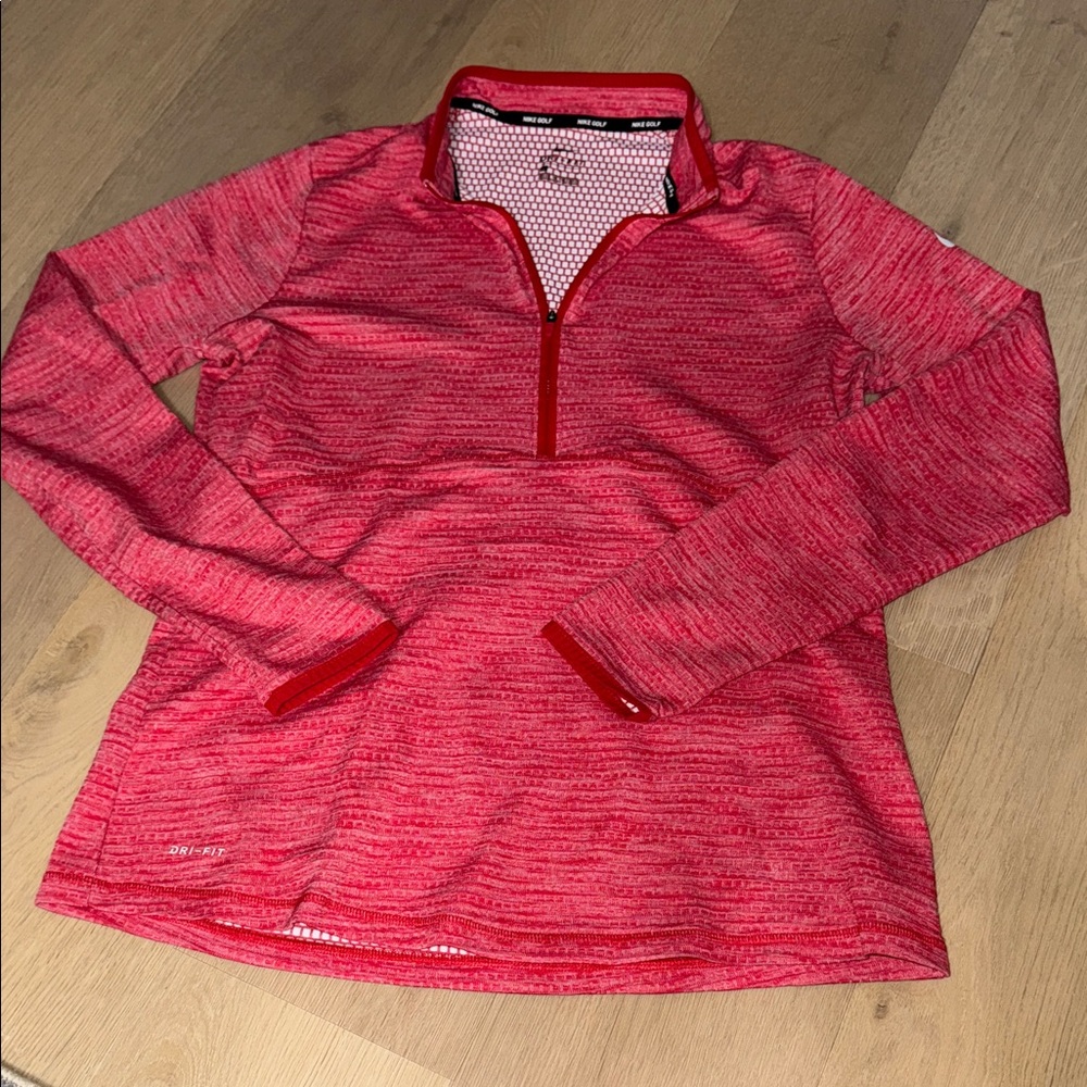 Nike golf 1/2 zip long sleeve shirt red women’s large fitted outdoor athletic